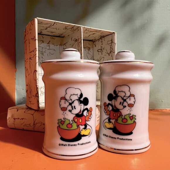 70's Disney Mickey Salt & Pepper Shakers - Japan, New in Box - Picture 5 of 8